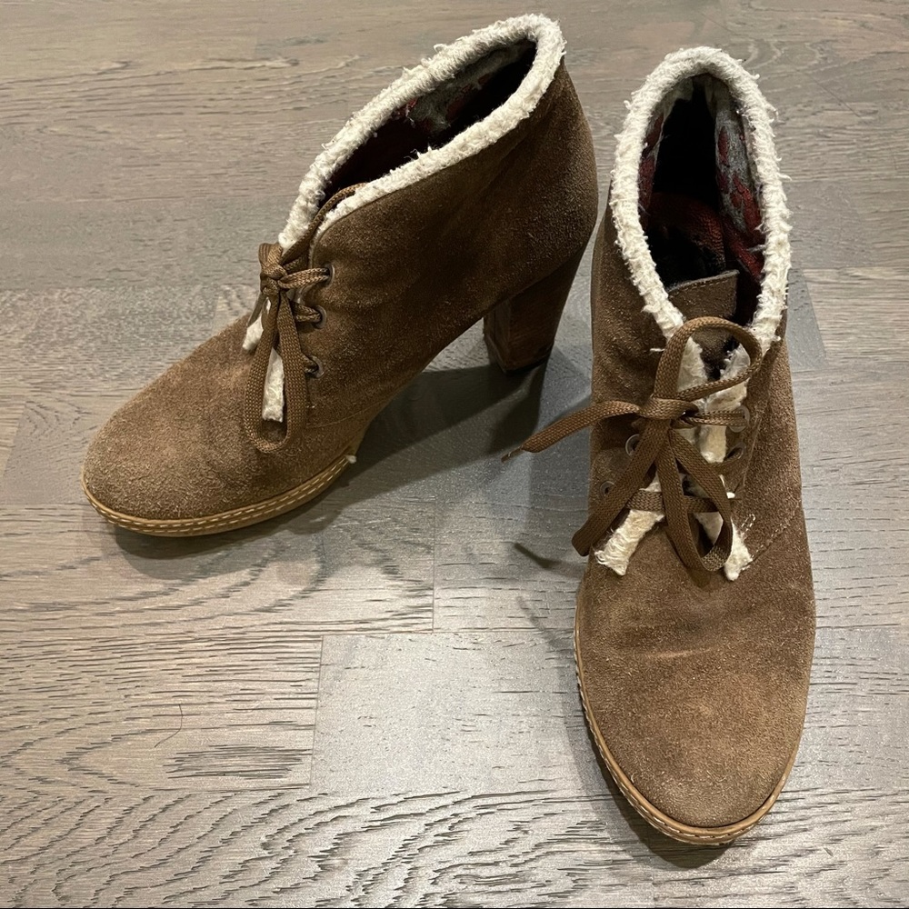 👠 Tie Up Suede Winter Ankle Heels